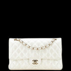 White Leather Chanel Flap Bag