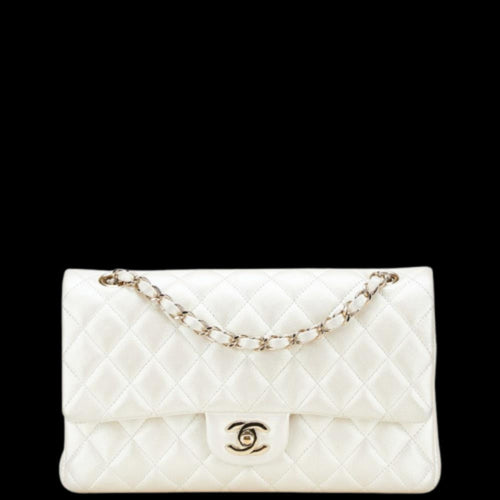 White Leather Chanel Flap Bag