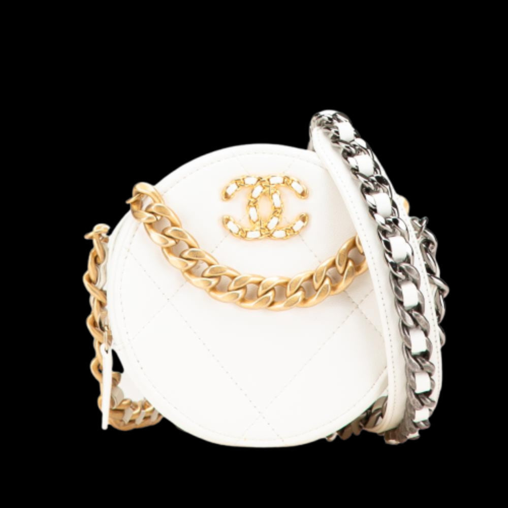 White Leather Chanel Crossbody Bag