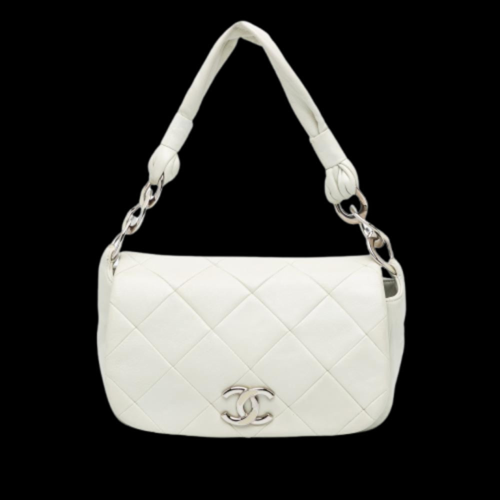 White Leather Chanel Flap Bag