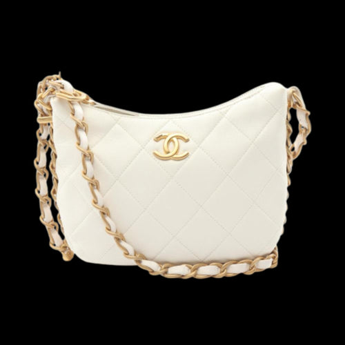 White Leather Chanel Crossbody Bag