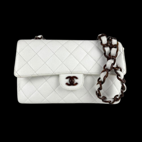 White Leather Chanel Shoulder Bag