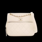 White Leather Chanel Crossbody Bag