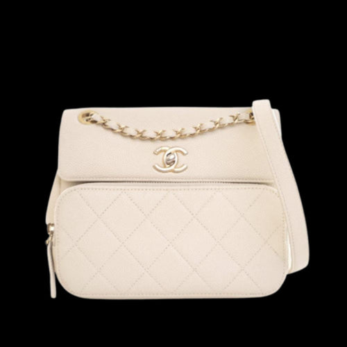 White Leather Chanel Crossbody Bag