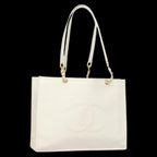White Leather Chanel Tote