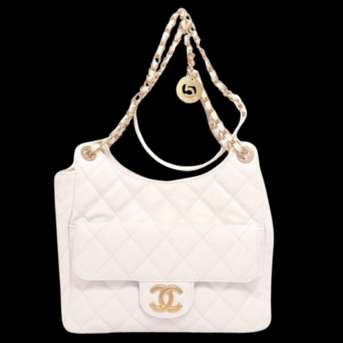White Leather Chanel Shoulder Bag