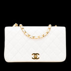White Leather Chanel Flap Bag