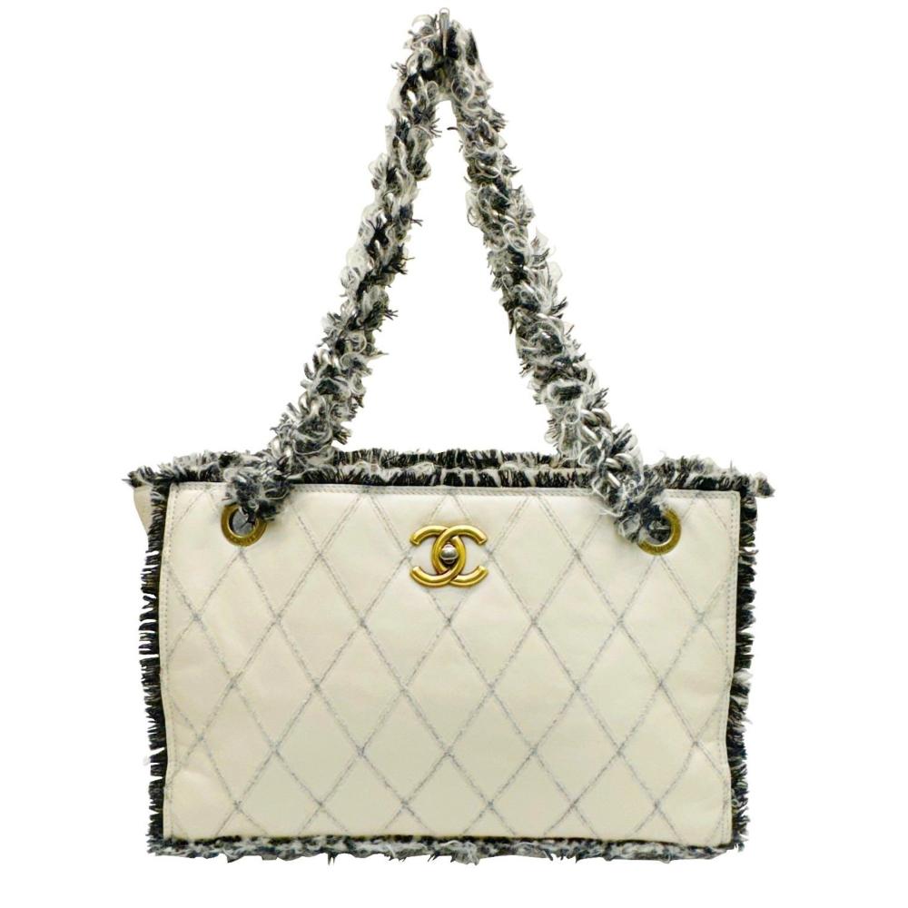 White Leather Chanel Tote