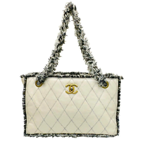 White Leather Chanel Tote