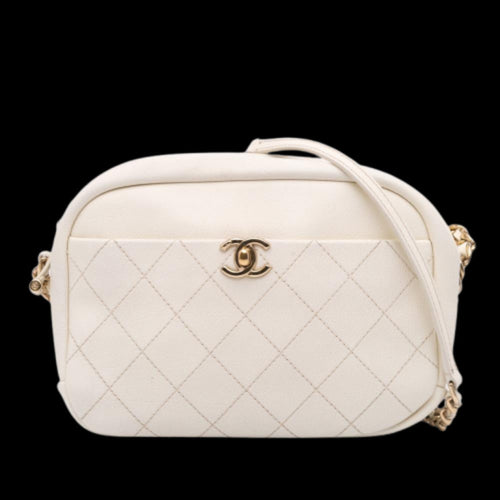 White Leather Chanel Crossbody Bag