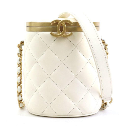 White Leather Chanel Shoulder Bag