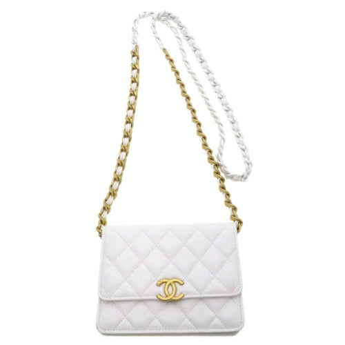 White Leather Chanel Wallet On Chain
