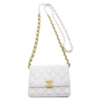 White Leather Chanel Wallet On Chain
