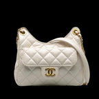 White Leather Chanel Shoulder Bag