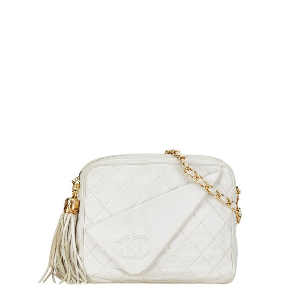 White Leather Chanel Shoulder Bag