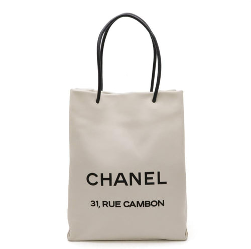 White Leather Chanel Tote