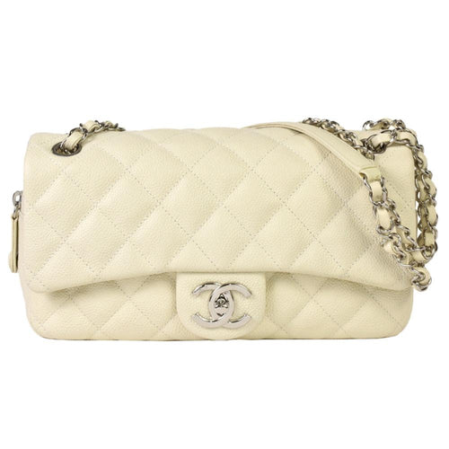 White Leather Chanel Shoulder Bag