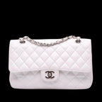 White Leather Chanel Flap Bag