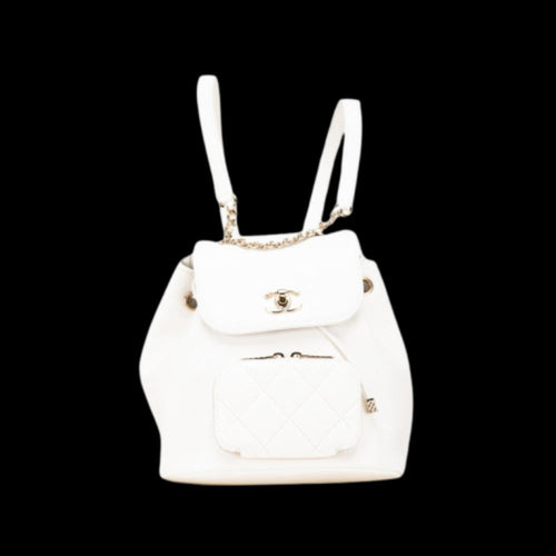 White Leather Chanel Backpack