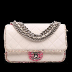 White Leather Chanel Flap Bag