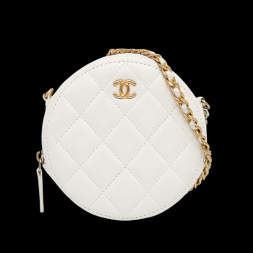 White Leather Chanel Crossbody Bag