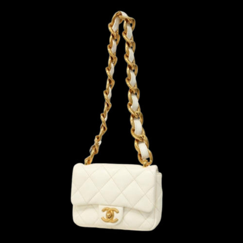 White Leather Chanel Shoulder Bag