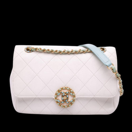 White Leather Chanel Flap Bag