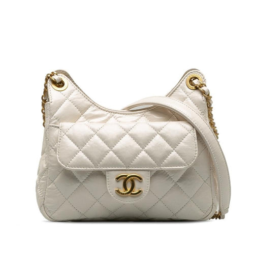 White Leather Chanel Shoulder Bag