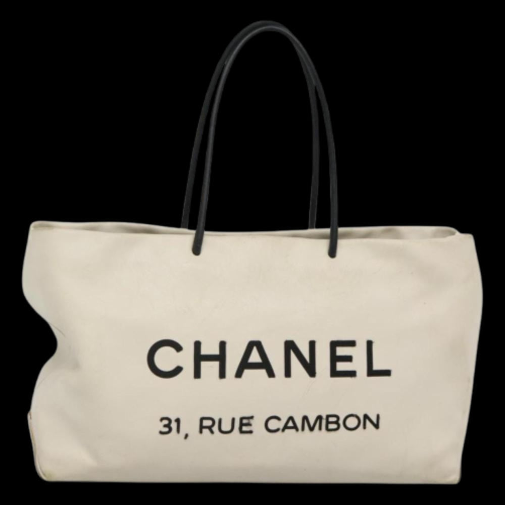 White Leather Chanel Tote