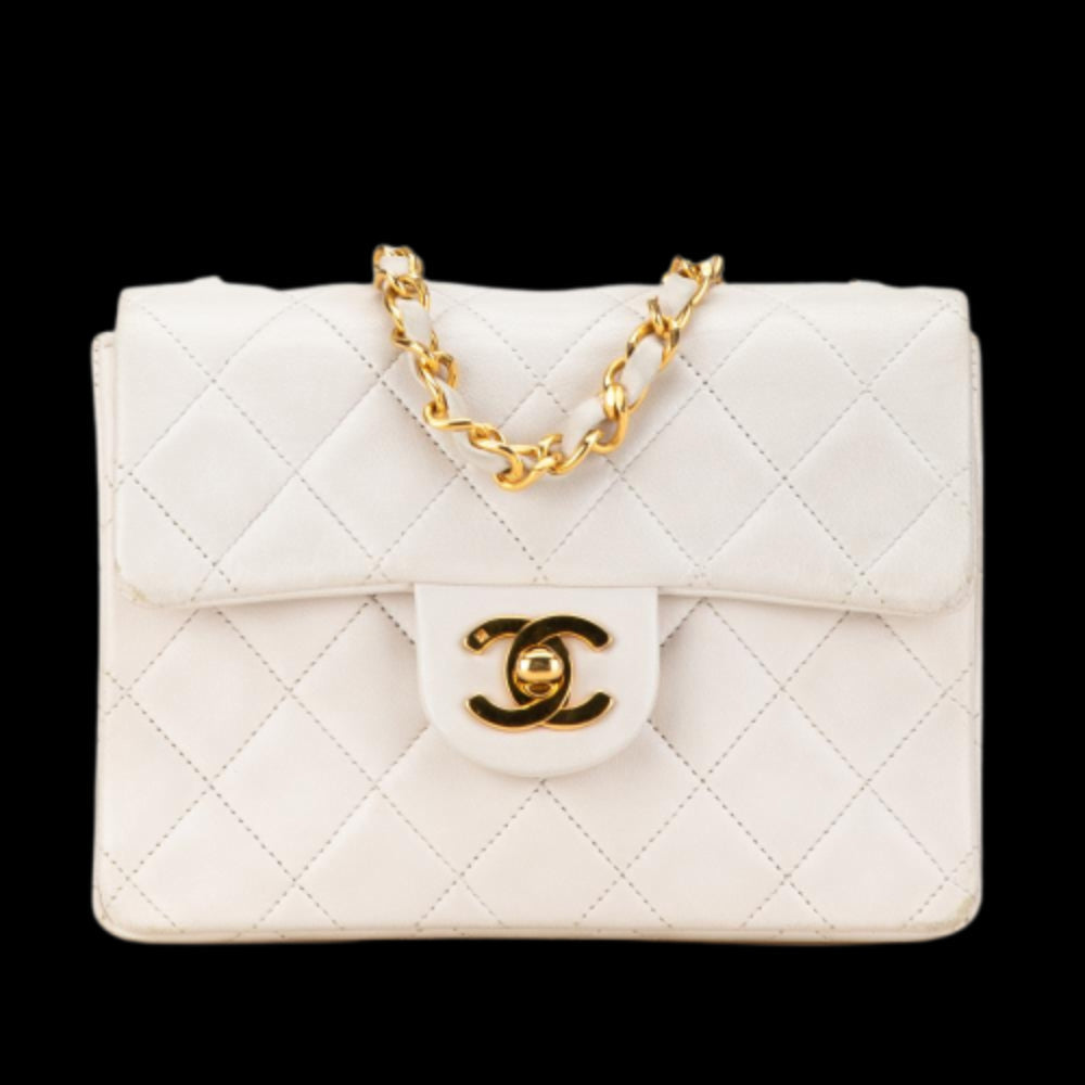 White Leather Chanel Flap Bag