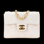 White Leather Chanel Flap Bag