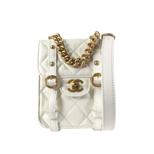 White Leather Chanel Shoulder Bag
