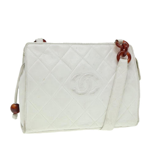 White Leather Chanel Shoulder Bag