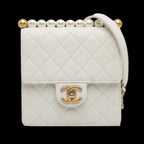 White Leather Chanel Flap Bag