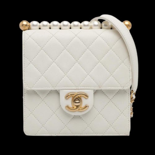 White Leather Chanel Flap Bag