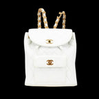 White Leather Chanel Backpack