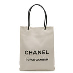 White Leather Chanel Tote