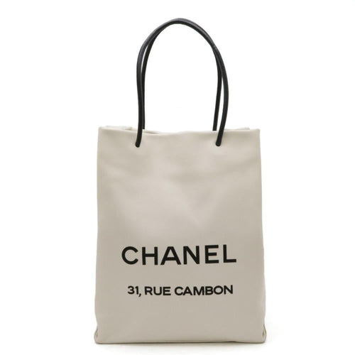 White Leather Chanel Tote