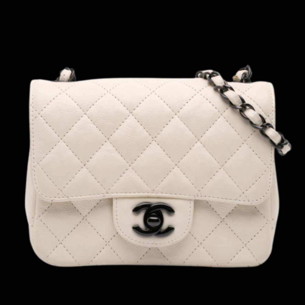 White Leather Chanel Flap Bag