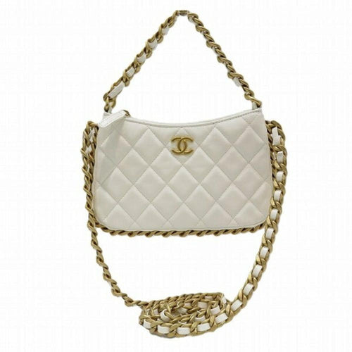 White Leather Chanel Crossbody Bag