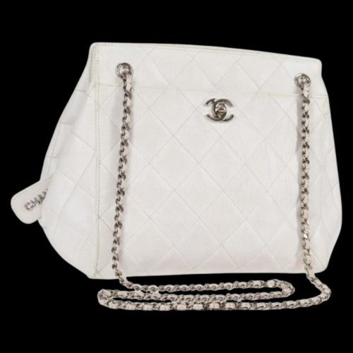 White Leather Chanel Shoulder Bag