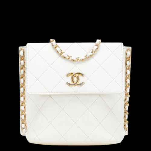 White Leather Chanel Shoulder Bag