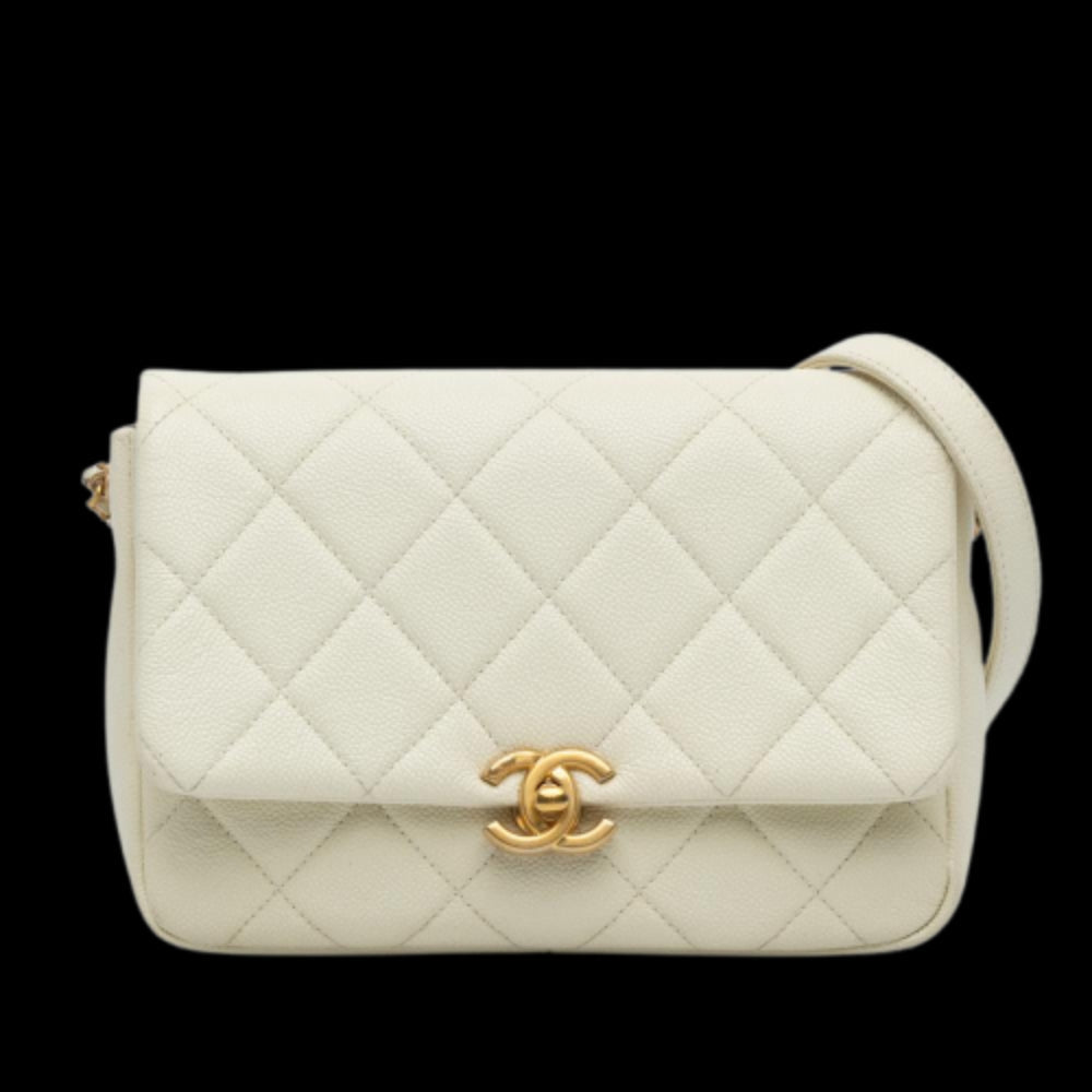 White Leather Chanel Flap Bag