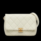 White Leather Chanel Flap Bag