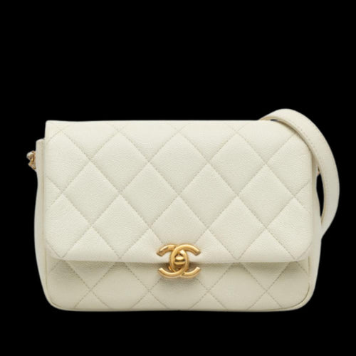 White Leather Chanel Flap Bag