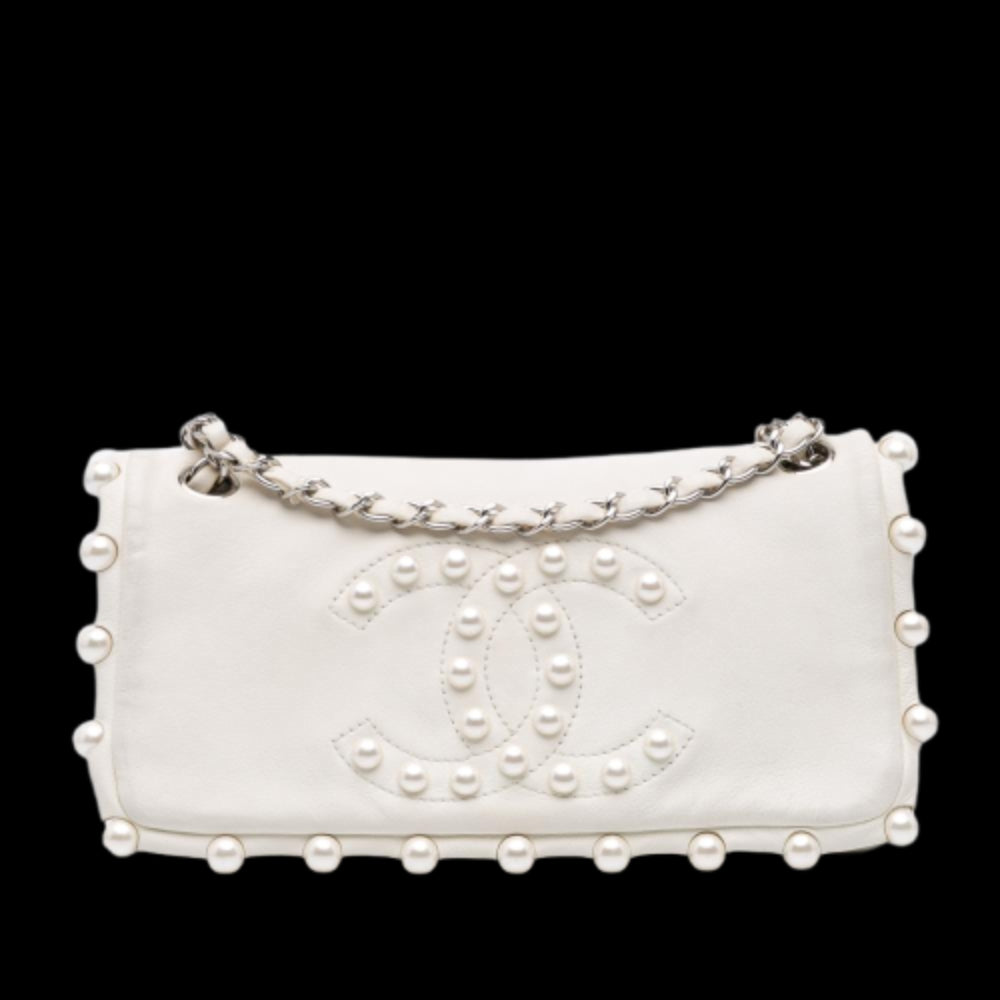 White Leather Chanel Flap Bag