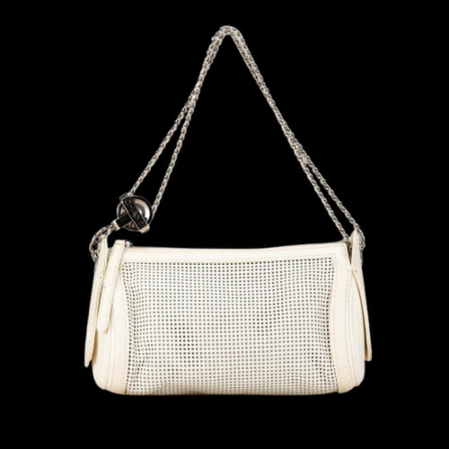 White Leather Chanel Shoulder Bag
