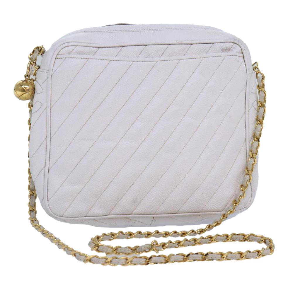 White Leather Chanel Shoulder Bag