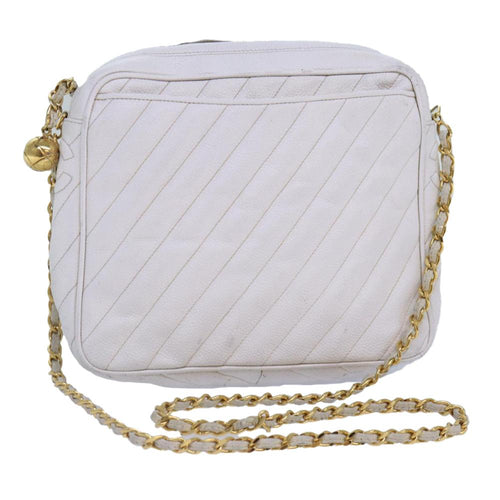 White Leather Chanel Shoulder Bag