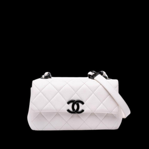 White Leather Chanel Flap Bag